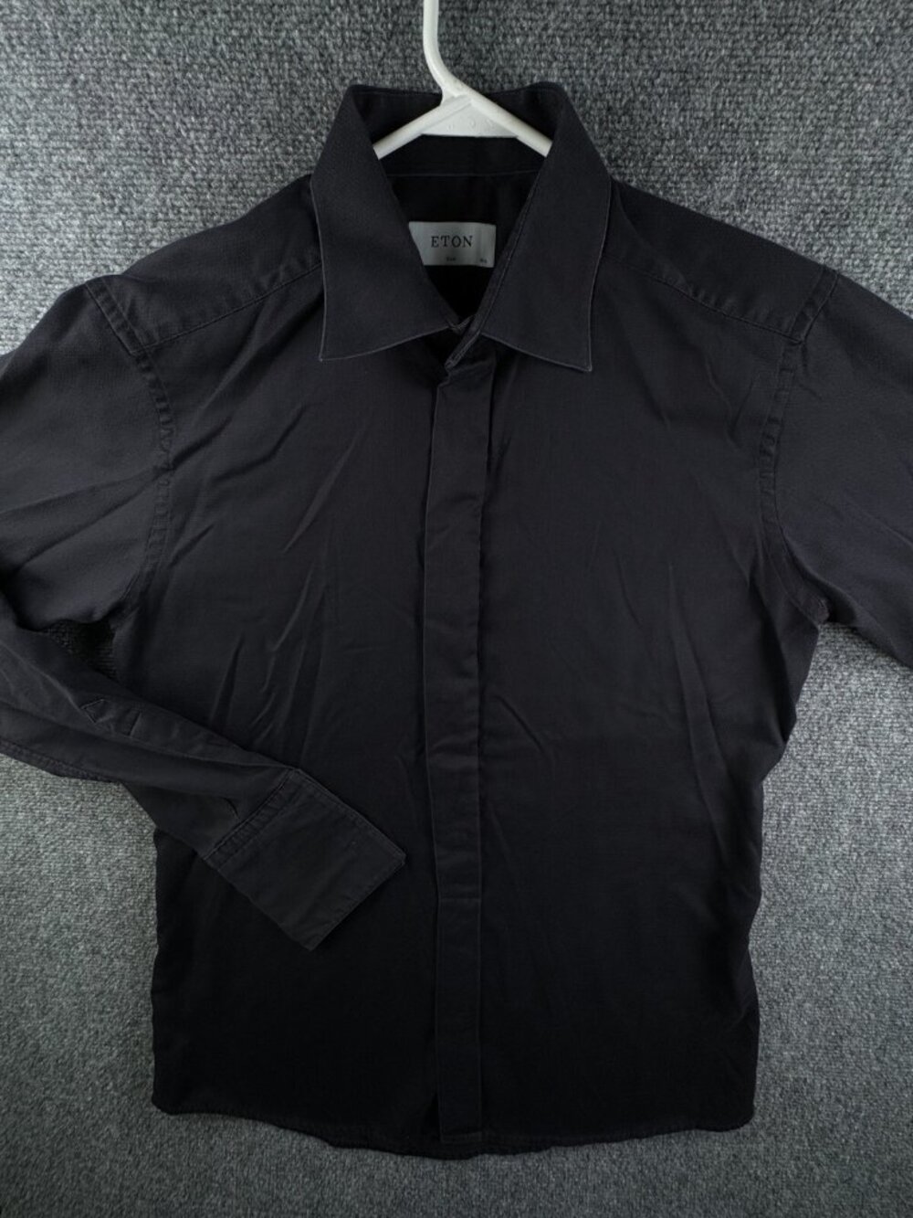 Eton Garrick Slim 16.5 (42) Button Up Shirt Men Cotton Long Sleeve Dark Purple